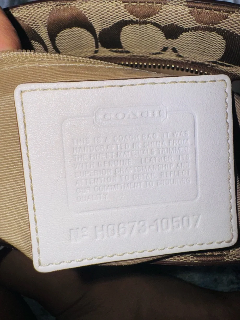 Vintage Coach Signature Canvas Satchel in Khaki and White Trim - Picture 14 of 16